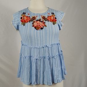 THML floral stripes and duffle top Small